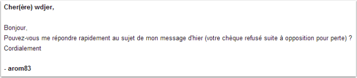Paiement Refusé Alors Que J'ai De L'argent Arnaque sur ebay: paiement par chèque refusé | Changer de site
